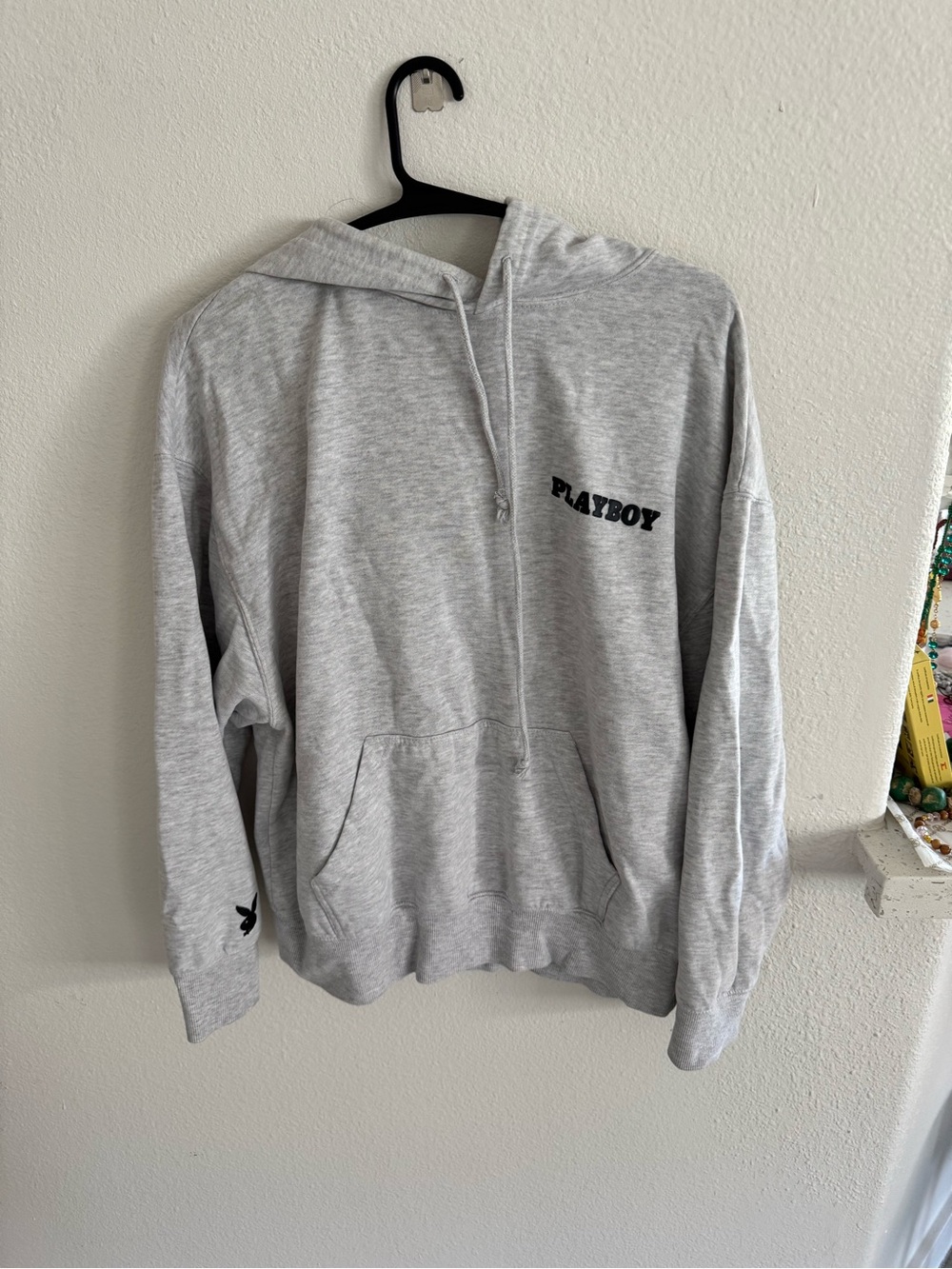 PLAYBOY Light Gray Zip-Up Hoodie Sweater
